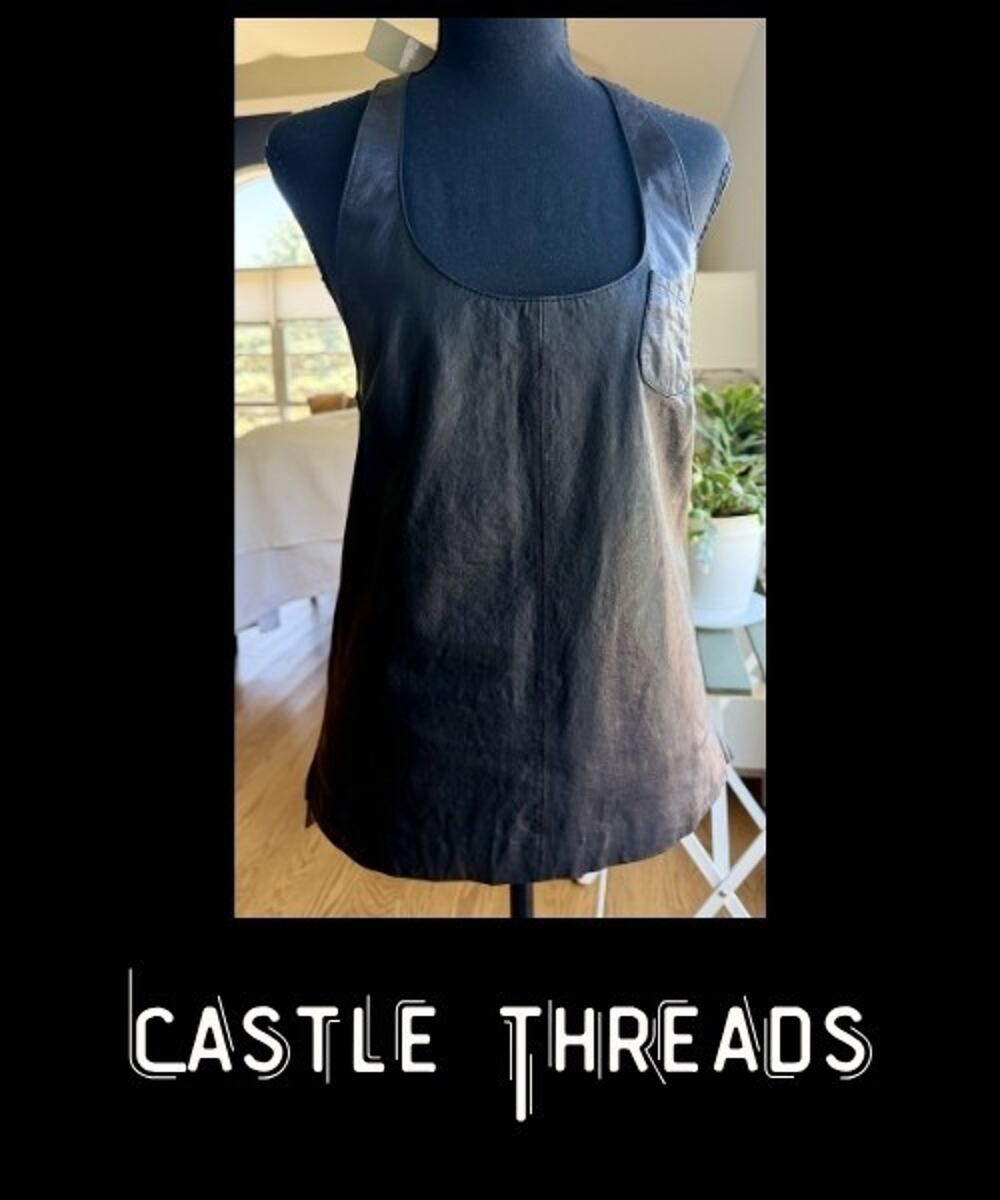 Women Dallin Chase Black 100% Leather Sleeveless Top Racerback Size XS NWT